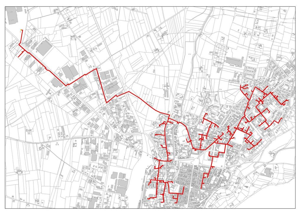 LA RETE DI DISTRIBUZIONE NEL 2009 Aree raggiunte: Via Don Minzoni Via Fornace Via Germanetto Via Della Valle Corso Trento