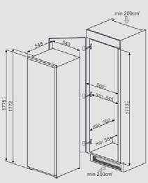 1.112,00 Frigorifero monoporta Classe A+ Capacità totale lorda 323 litri Frigorifero ventilato Porta reversibile e incernierata a destra Nicchia da incasso h 178 cm Illuminazione interna LED