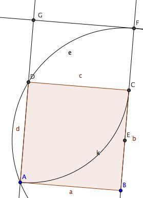 Si conduca un arco di circonferenza con centro in D e passante per A e C.