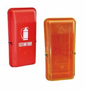 art.68 CASSETTA PORTA ESTINTORE IN POLIPROPILENE fire extinguisher polypropylene cabinet Cassetta porta estintore in polipropilene rosso/nero con adesivo.
