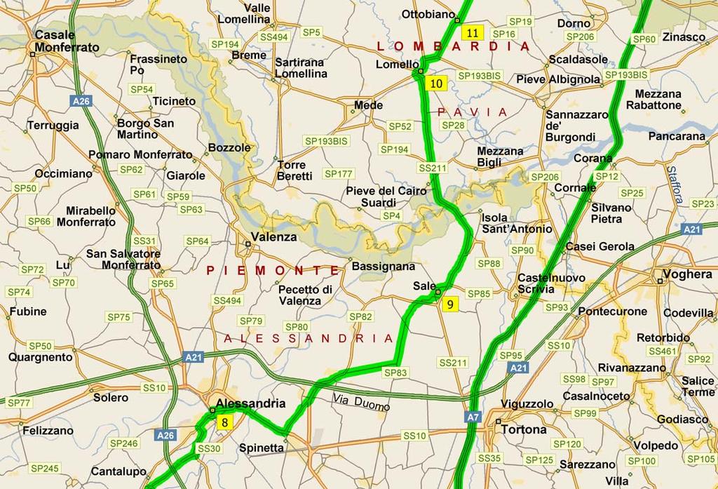 0 km 5 10 15 20 12.28 265,1 km Proseguire DRITTO su Via San Giovanni Bosco per 0,3 km 12.28 265,4 km Svoltare a DESTRA (Est) su SS10 [Via Marengo] per 4,0 km 12.