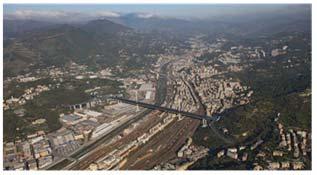 5.3.4 Tracciato 4 - alternativa bassa É la prima soluzione proposta da Autostrade per l Italia nel 2008, con l attraversamento posto appena a nord del ponte Morandi.