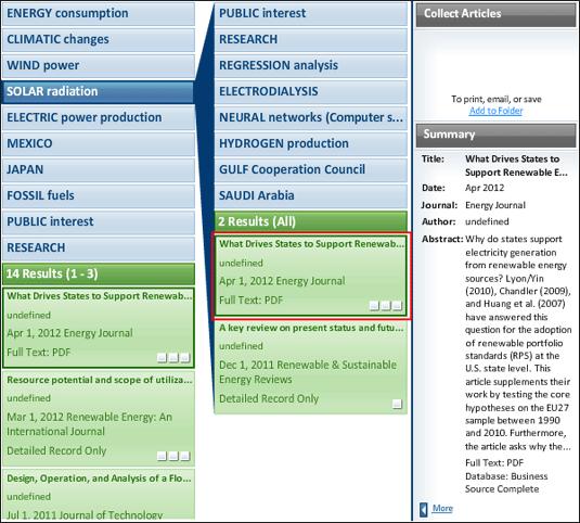 parte superiore l argomento (in azzurro) e nella parte inferiore (in verde) l elenco dei documenti recuperati.