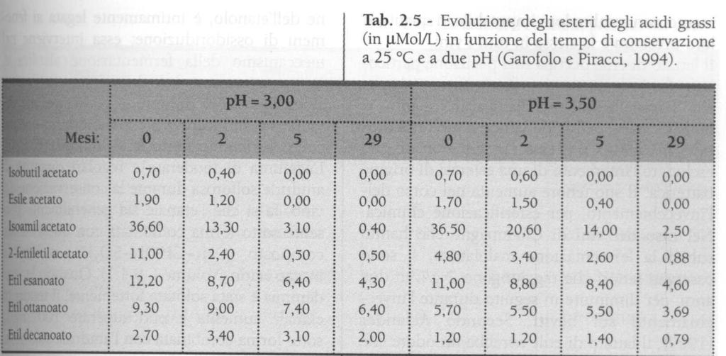 Aromi fermentativi: legati alla fermentazione alcoolica Esteri etilici degli acidi grassi Formati dai lieviti nel corso della F.A.: caproato e caprilato di etile Esteri acetici degli alcoli superiori Formati dai lieviti nel corso della F.