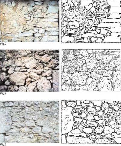 Schema di sezione Muratura disomogenea : presenza di pochi elementi lapidei di