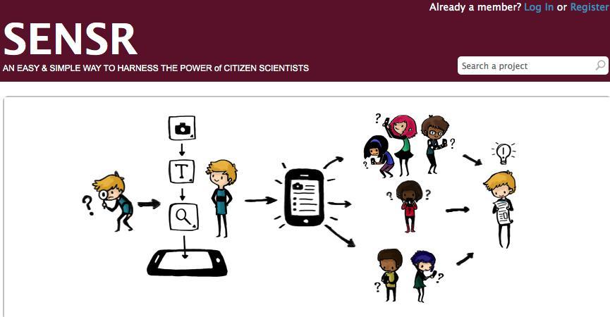 SENSR is a tool to create, share and manage a citizen science project running on mobile devices to harness the power of citizen scientists.