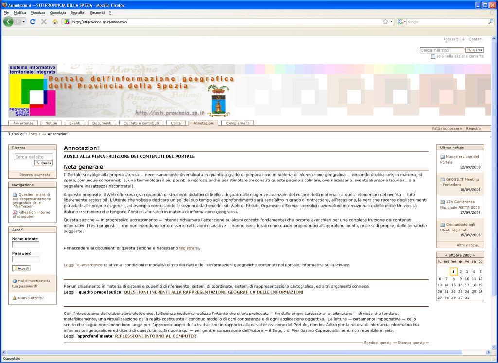 Organizzazione dei contenuti del Portale La sezione< Annotazioni > intende offrire una serie di ausili per la piena fruibilità del Portale, più precisamente, dei Quadri propedeutici