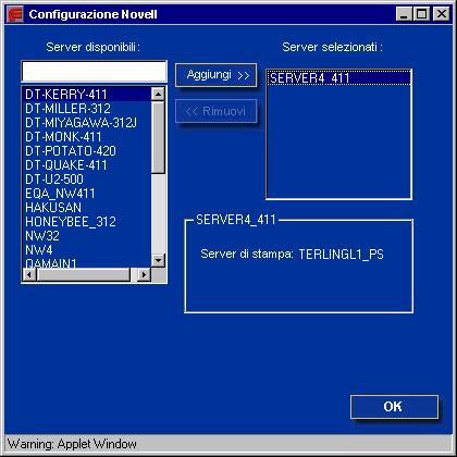 CONFIGURAZIONE DI FIERY DA UN COMPUTER 36 PER ELIMINARE I COLLEGAMENTI BINDERY DALLA CONFIGURAZIONE IN REMOTO 1 Selezionare Abilita modo PServer dalla scheda Servizi1.