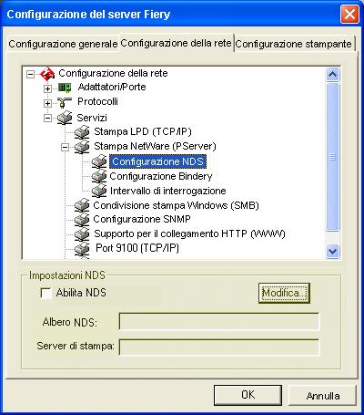 CONFIGURAZIONE DI FIERY EXP250 DA UN COMPUTER IN RETE 70 Configurazione di Fiery EXP250 per la stampa NDS È possibile collegare un solo albero NDS.