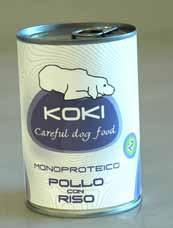 NEW KOKI - ALIMENTI PER CANE C800040 POLLO 400 G Composizione: carne di pollo 96%, sostanze minerali, gelatina vegetale, xilosio. Servire a temperatura ambiente.