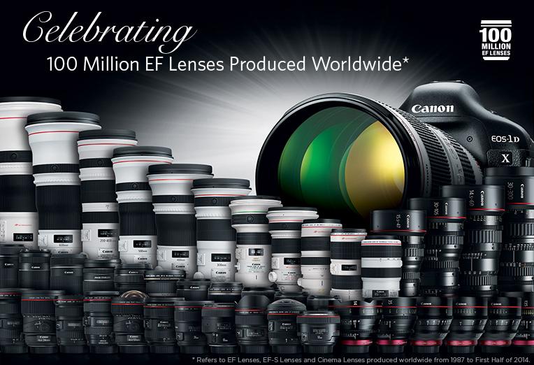 Gamma Obiettivi Canon EF per fotocamere Canon EOS Produzione 100 Milioni al 06-2014 Il