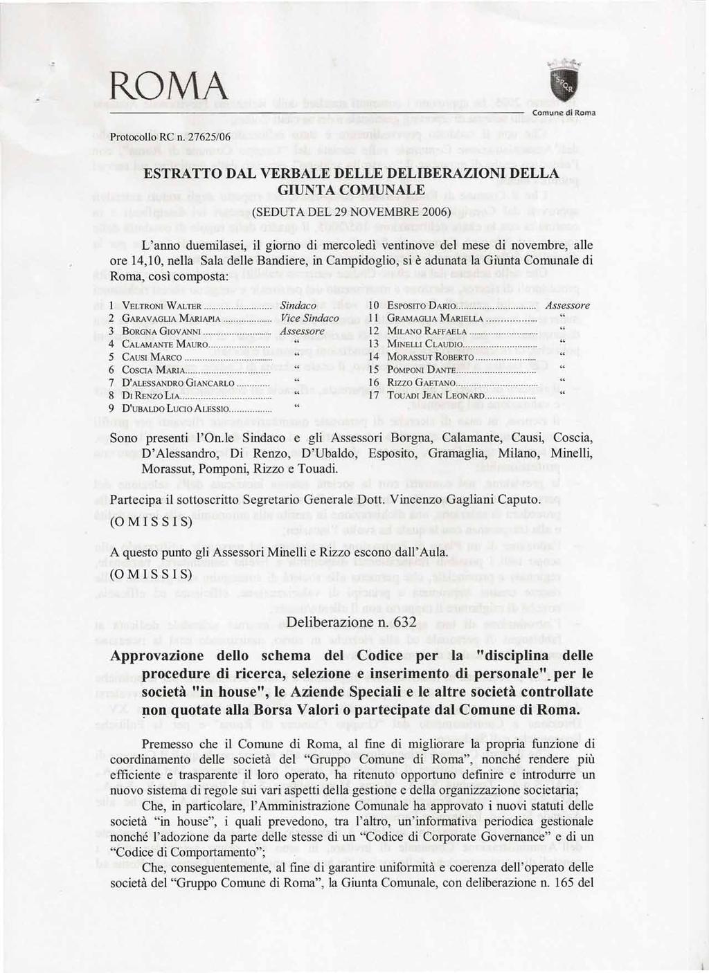 ROMA Comune di Roma Protocollo RC n.