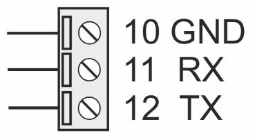 Se lo switch SW2 è posizionato ad OFF allora ai morsetti: 10-11-12 è disponibile la porta RS485 COM 2. La figura mostra come realizzare il collegamento. N.B.