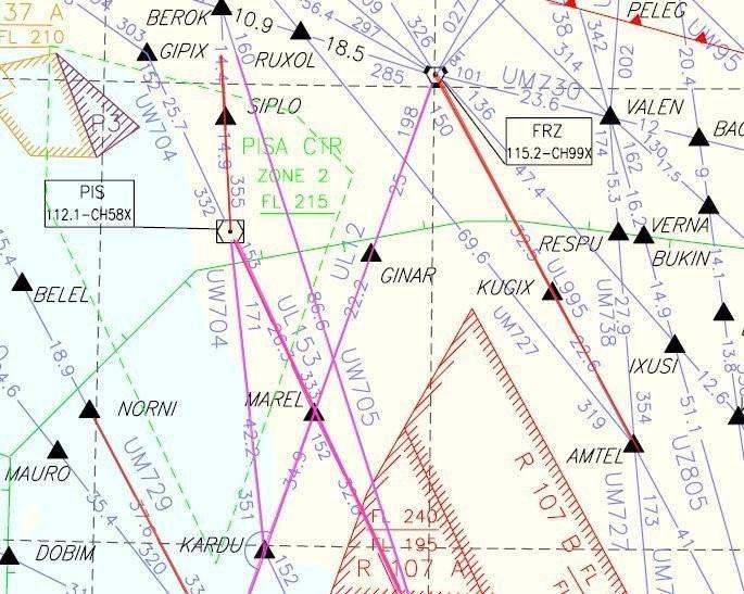 Per poter volare queste aerovie in modo convenzionale, con VOR e distanza DME è necessario per prima cosa conoscere la radiale e la distanza DME del punto, avere una grande esperienza di volo ed aver