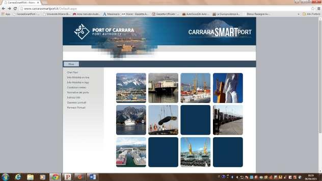 1. Accedere alla pagina web: http://www.carrarasmartport.it/ 2. Cliccare sulla voce Permessi portuali (ultima voce del menu a sinistra) (Figura 1) 3.