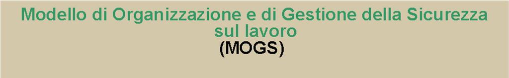 MOGS - DEFINIZIONI MOG (MOGS): la definizione di Modello di Organizzazione e di Gestione della Sicurezza si usa con riferimento all art. 30 DLgs 81/08.