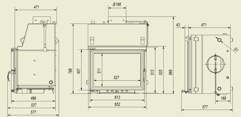 termo camino ZUZIA 15-19 kw zuzia frontale 15