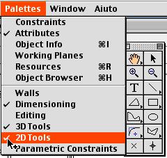 (Tavolozza Strumenti 2D) Click su 2D Tool (strumento di selezione 2D) -