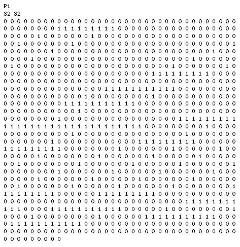 Esempio PBM ASCII prima riga
