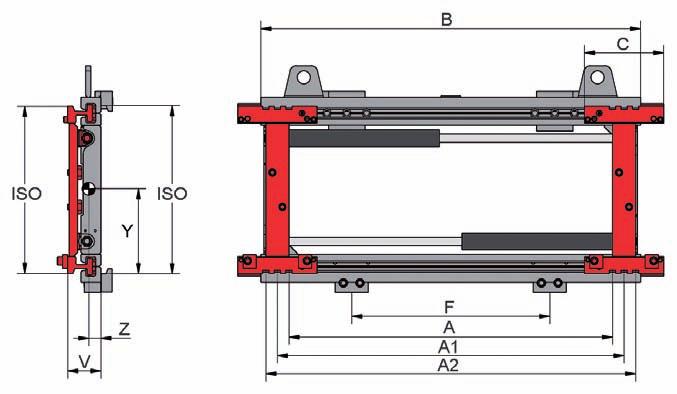 T160 Posizionatore Forche serie T160 movimento forche su profili per impiego di forche con aggancio ISO FEM 2328 1 funzione idraulica traslazione con blocco valvola a richiesta Campo di apertura