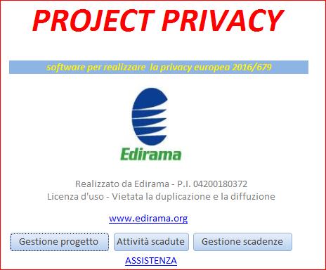 Project Privacy è il software per progettare e realizzare illimitati progetti inerenti la privacy europea Reg. UE 2016/679.