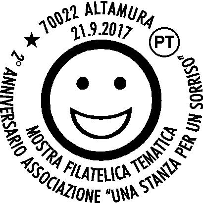 1372 RICHIEDENTE: Circolo Filatelico S. Mercadante SEDE DEL SERVIZIO: Sala ricevimenti Il Gattopardo, Via Foresta Mercadante 70022 Altamura (BA) DATA: 21/09/2017 ORARIO: 15.30-19.