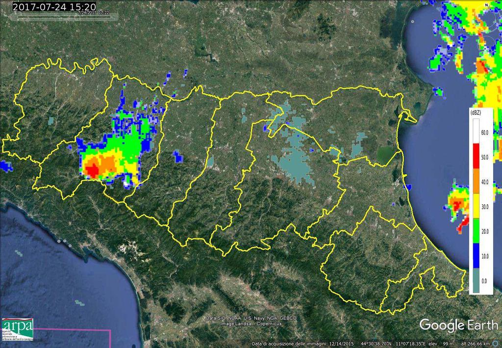 fulminazione soprattutto sul settore occidentale della regione come