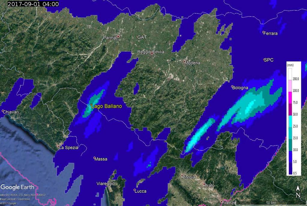 In giallo sono indicate le stazioni che hanno registrato il massimo