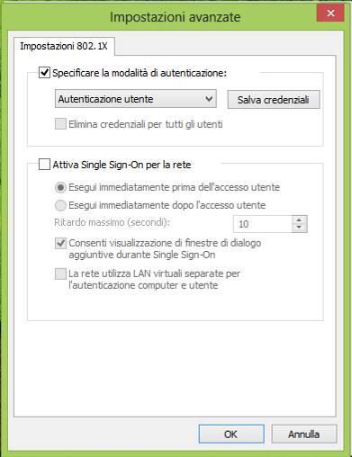 9. Nella finestra Impostazioni avanzate selezionare le voci in figura.