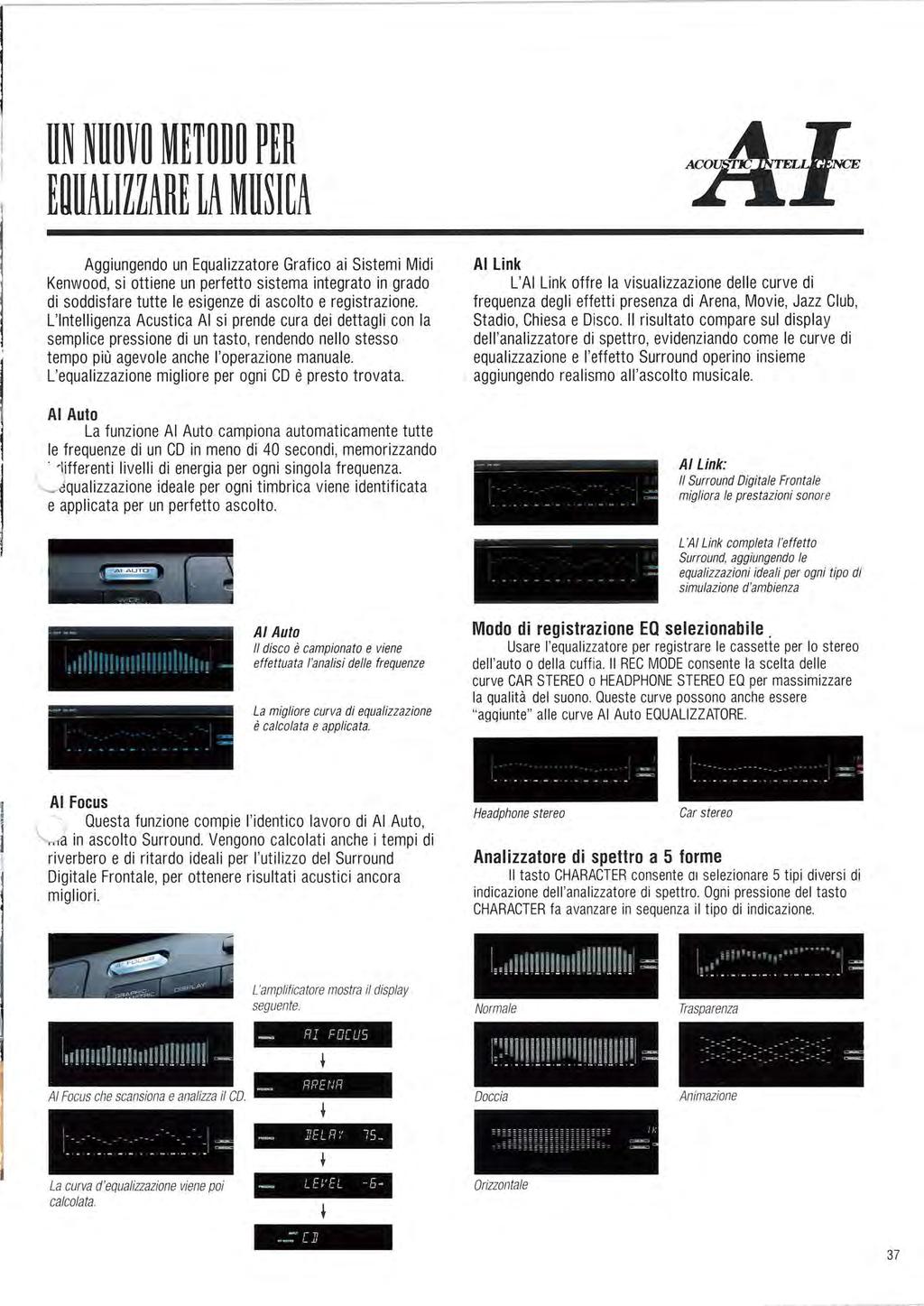 MINUOVO i m o PI EQUALIZZARE LA MUSICA Aggiungendo un Equalizzatore Grafico ai Sistemi Midi Kenwood, si ottiene un perfetto sistema integrato in grado di soddisfare tutte le esigenze di ascolto e