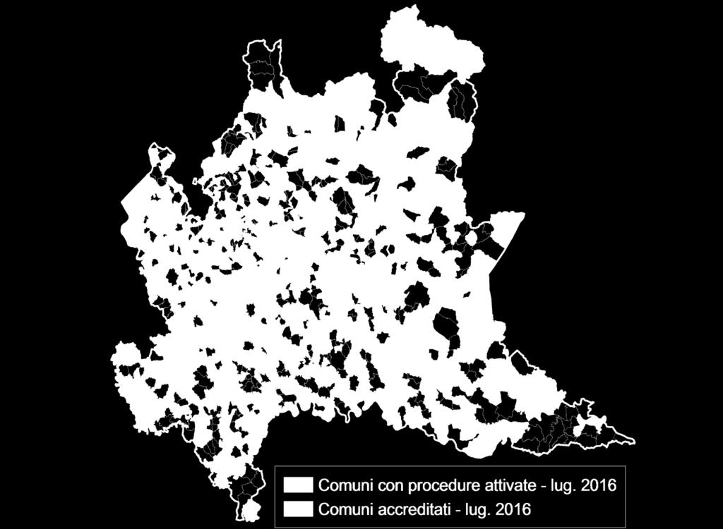 MONITORAGGIO FONDO AREE VERDI Dati al luglio 2016 1175 (su 1527) Comuni accreditati al sistema di monitoraggio 310 Comuni che