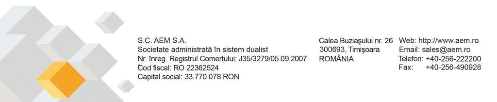 IU 154, ed. 2 ISTRUZIONI D USO per Contatori di gas a ultrasuoni Tipo G4 EUS S.C. AEM S.A. Calea Buziaşului nr. 26 Web: http://www.aem.