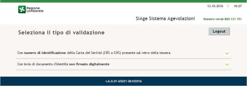 Cliccare su VALIDA per accedere all area di validazione.