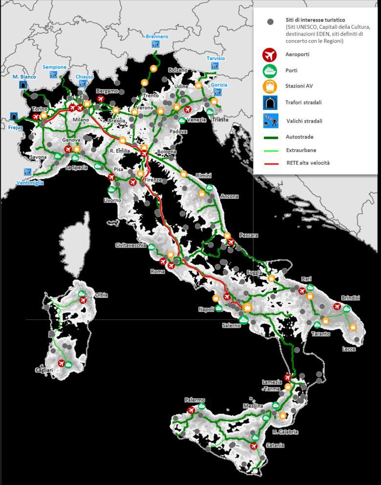 Il Piano straordinario della mobilità turistica Il Piano disegna un modello basato sulle Porte di Accesso del turismo in Italia: porti, aeroporti e stazioni ferroviarie, particolarmente rilevanti per