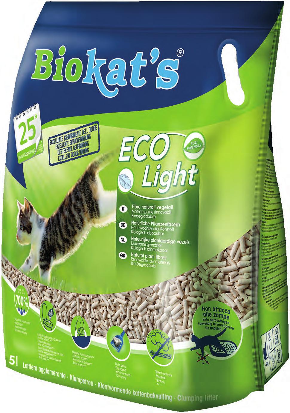 LETTIERA VEGETALE NATURALE Natural vegetal litter Eco Light Fibre naturali 100% facile da smaltire Colore chiaro Biodegradabile Leggera da trasportare Agglomerante Senza polvere Non attacca alle