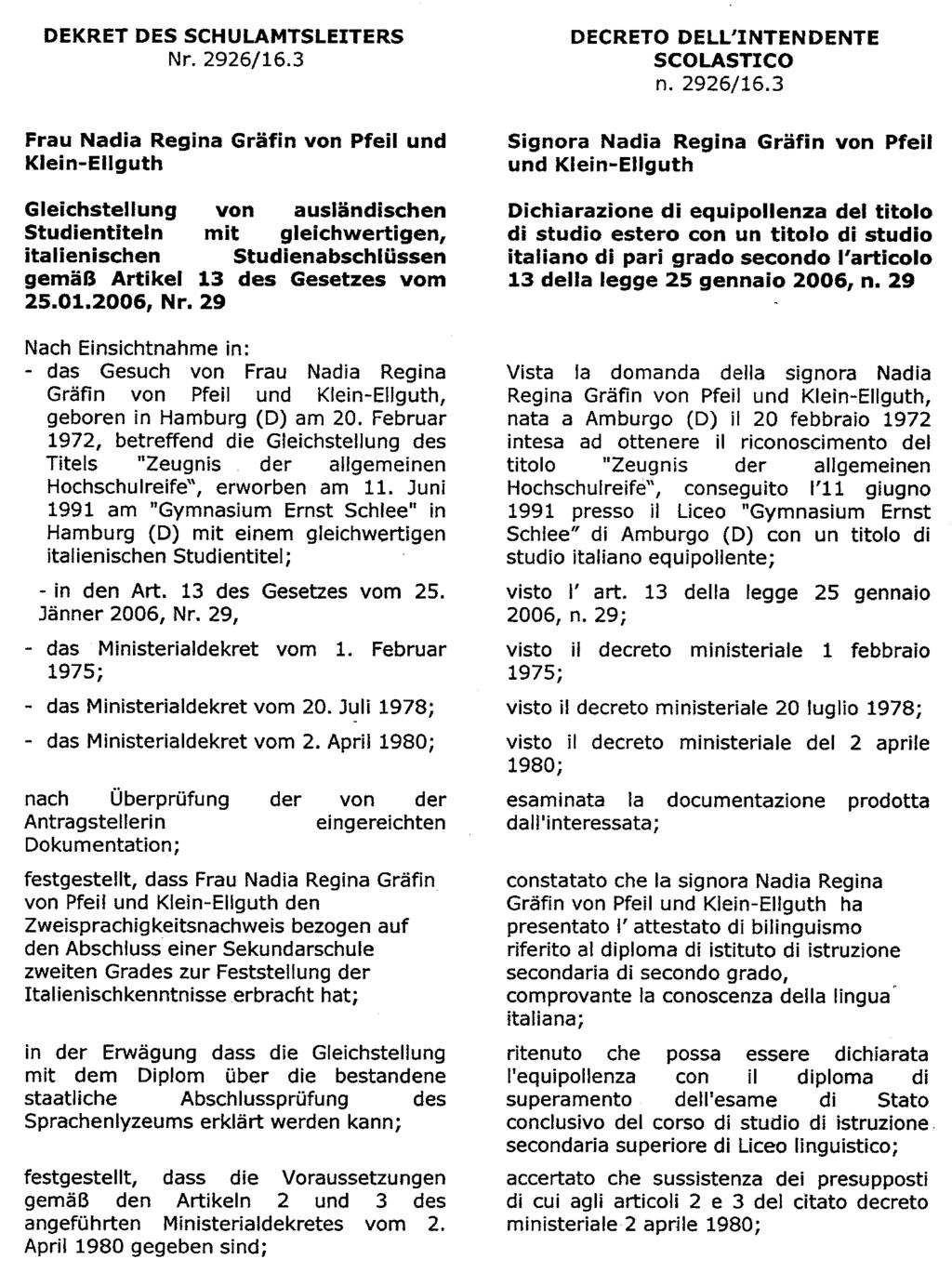 Dichiarazioni di equipollenza di titoli stranieri di