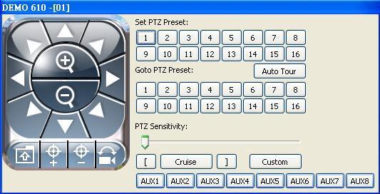 5.3 Comandi PTZ Nella finestra principale, fare clic con il pulsante destro sul canale per richiamare il pannel lo di controllo PTZ mostrato di seguito.
