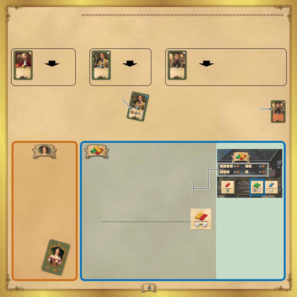 Fase 3: Effettuare le Azioni A partire con il Primo Giocatore e proseguendo in senso orario, ogni giocatore, durante il suo turno deve giocare esattamente una delle carte della propria mano (finché