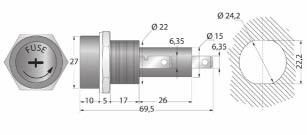 (mm 2 ) utilization category cable tightening torque (Nm) PCF 31 20 400 4 2,5 1,5-10 AC-22B 2-2,5 portafusibili sezionabili pcf 38 MoDulAR FuseHolDeRs PCF 38 53,4 grandezza I n  (mm 2 ) utilization