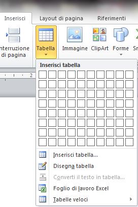 INSERIRE OGGETTI NEL DOCUMENTO TABELLE Le tabelle