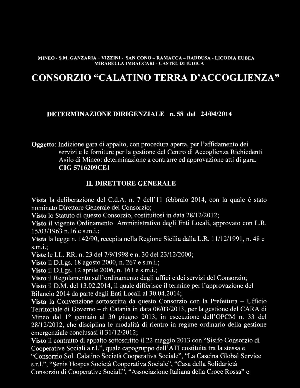 MIRABELLA IMBACCAR1 - CASTEL DI IUDICA DETERMINAZIONE DIRIGENZIALE n.