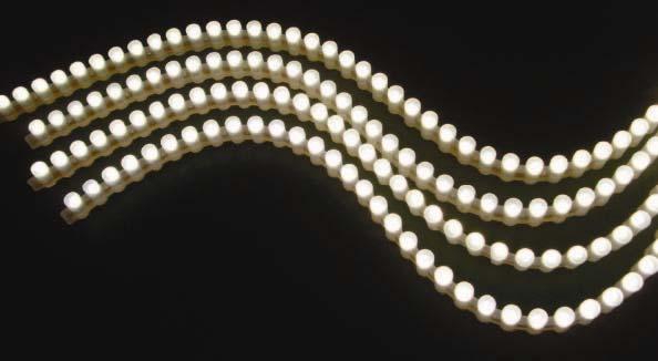 STRISCE A LED CILINDRICHE STAGNE Pagina 15 Caratteristiche di prodotto: Strisce superflessibili stagne con led da 4mm Kit formato da due strisce da un metro Basso voltaggio di alimentazione e