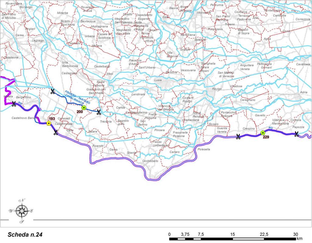 2.24. Scheda 24 Fiume Po: tratto tra Castelmassa e Villanova Marchesana minimo media massimo ph microbiologica Elet. 200 Idrov.