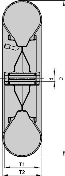rechts Serie: P, ruota-ø 310-490 mm Ruote con anello pneumatico, centro ruota in lamiera d acciaio 30-525 kg Anelli: pneumatico con profilo a solchi o a blocchi, 2 o 4 Ply-Rating, con camera d aria.