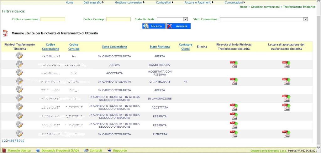 Alla pressione del pulsante, in corrispondenza di convenzioni con stato richiesta N/A, verrà mostrato un messaggio informativo, per l operatore richiedente, relativo alla documentazione antimafia.