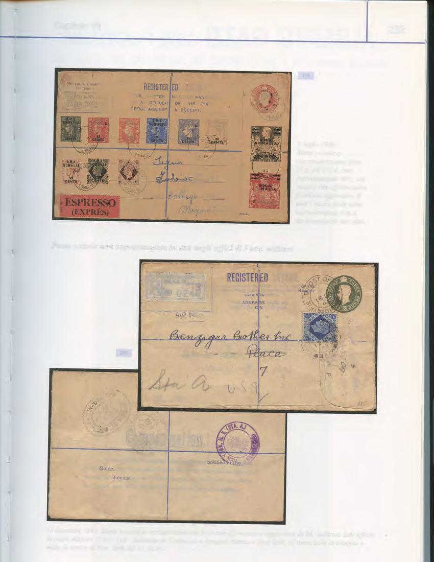 Capitolo VII 233 219 4 luglio 1949. Busta postale a raccomandazione fissa (3d. più 2 1 /J d. con soprastampato 40 c.