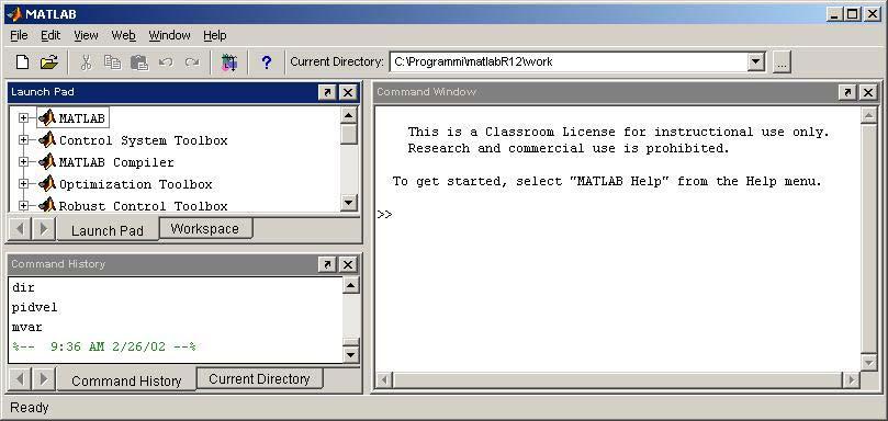 L interfaccia Matlab La command window dà accesso