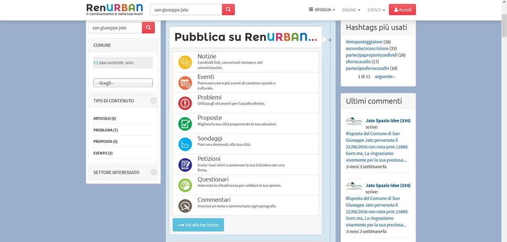 e problematiche locali R ISULTATI - Raccolta di segnalazioni da sottoporre all istituzione