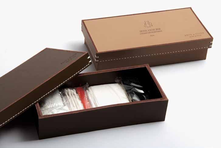 BATHROOM & ACCESSORIES - Vanity boxes photo Alberto Ferrero BATHROOM AMENITIES - Special packaging code: ARTE&CUOIO300-ARTE&CUOIO303 articolo item: scatola amenities