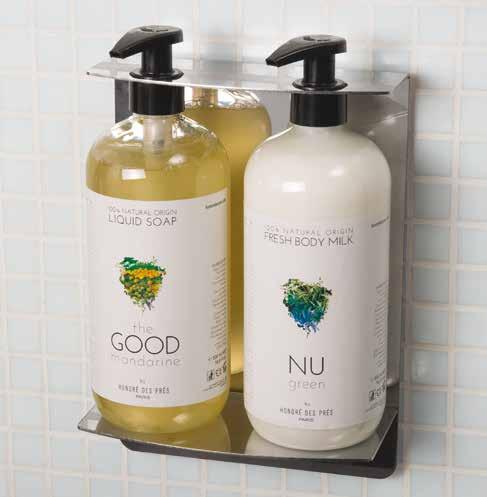 oz dettagli details: pompa nera black pump HDP0504 - fresh body milk Nu Green; HDP0508 - liquid soap The Good Mandarine LBA77802 - supporto